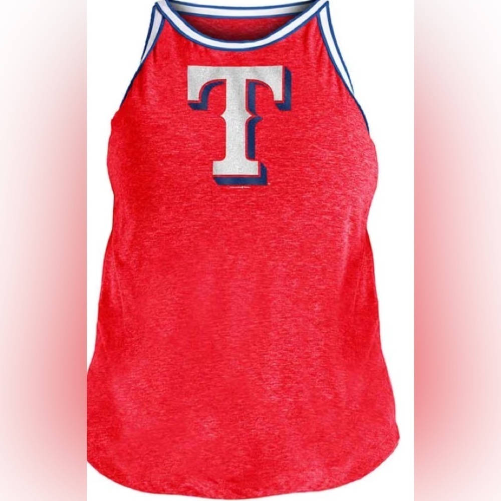 Texas Rangers Tank Top Women’s Red Plus Stripes XL